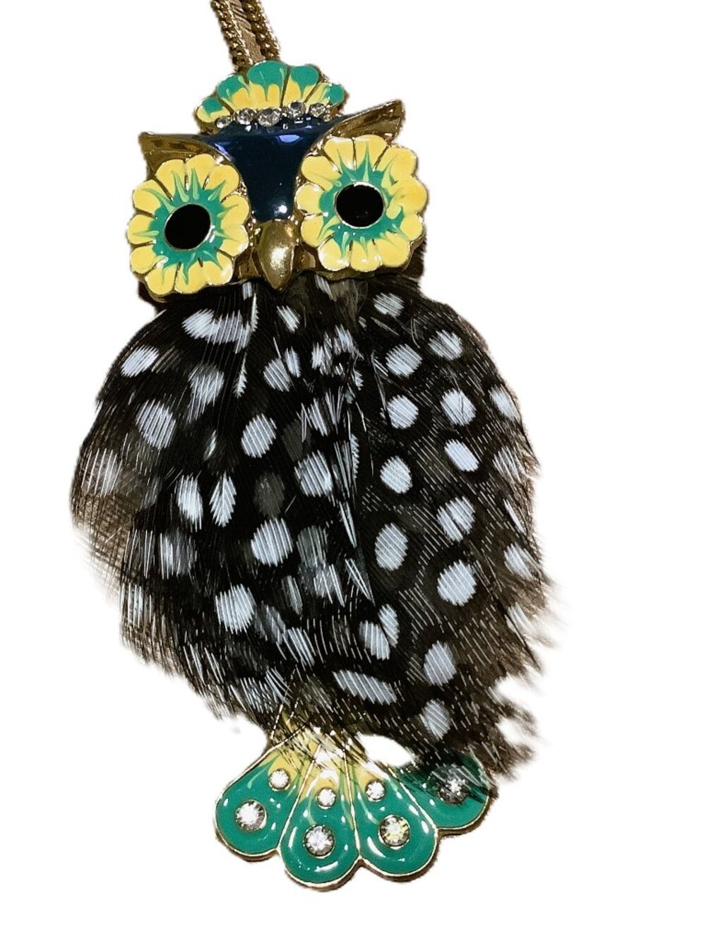 OWL LOVERS Dangling Feet Feathered Owl Pendant on Chain